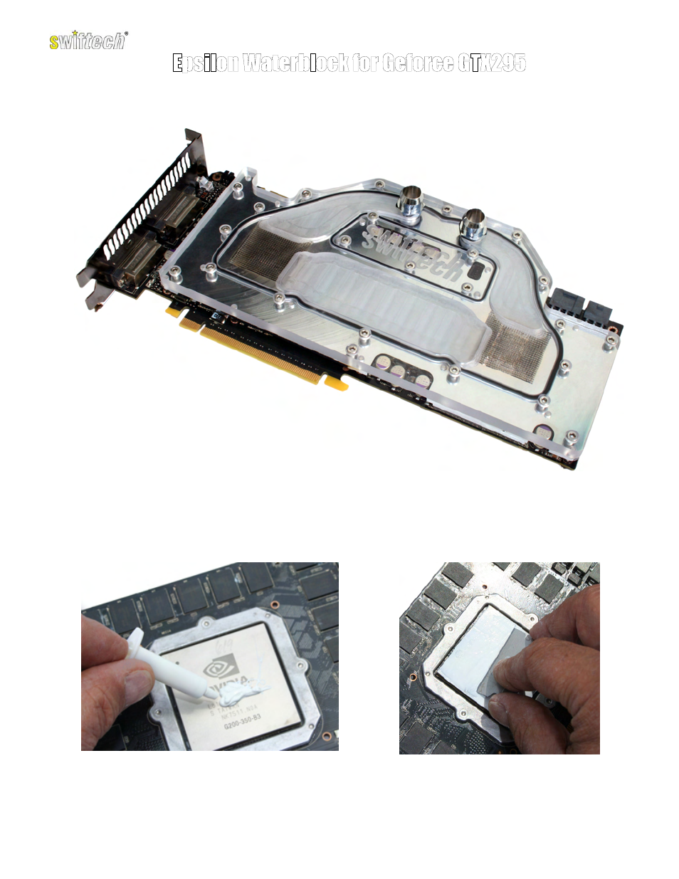 Swiftech EPSILON GTX295 User Manual | 2 pages