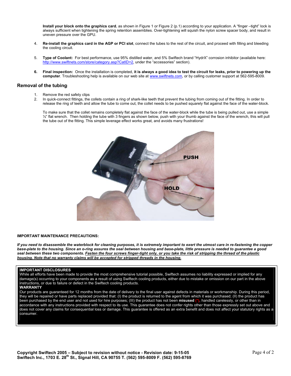 Swiftech MCW55 User Manual | Page 4 / 4