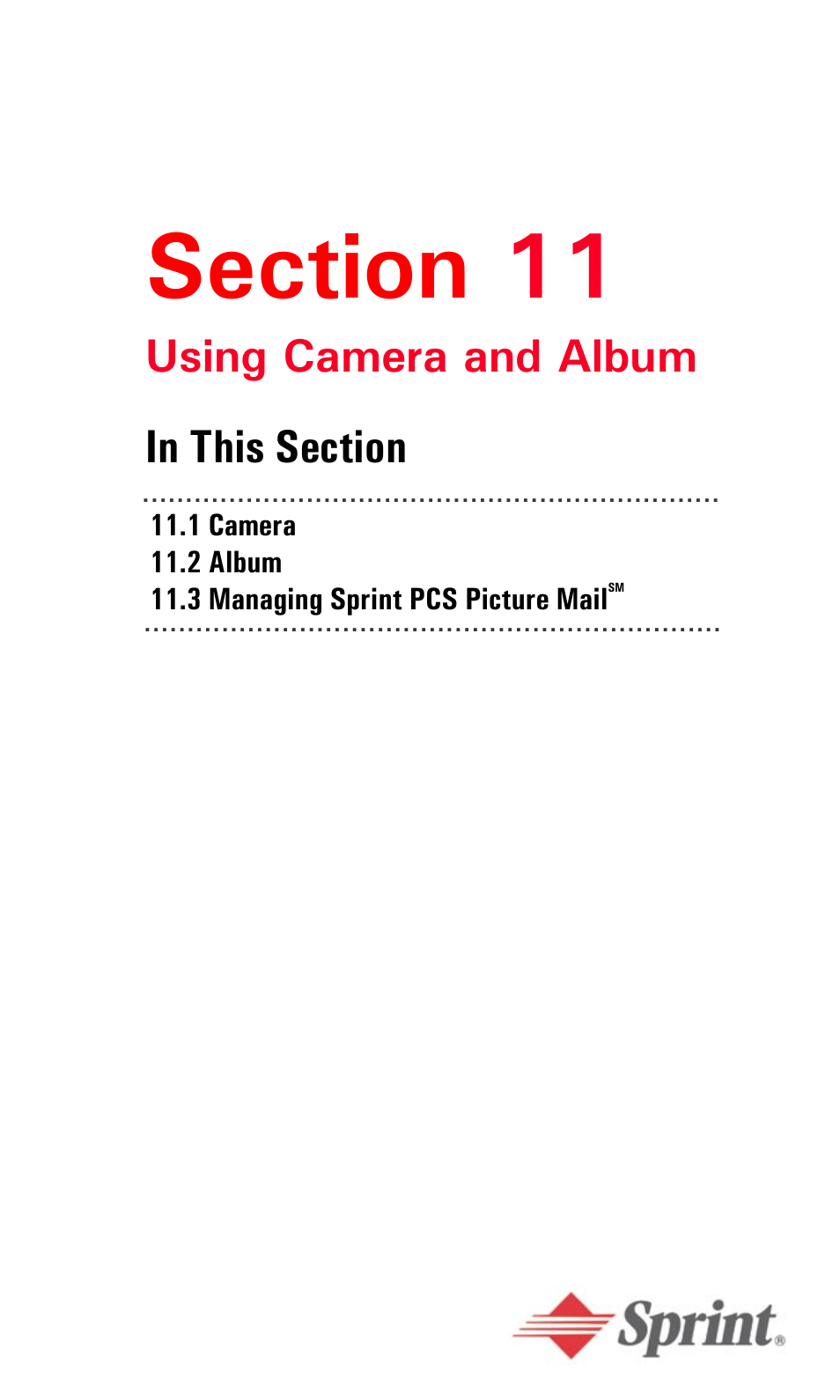 Section 11, Section 11: using camera and, Album | Sprint PPC-6600 User Manual | Page 135 / 195