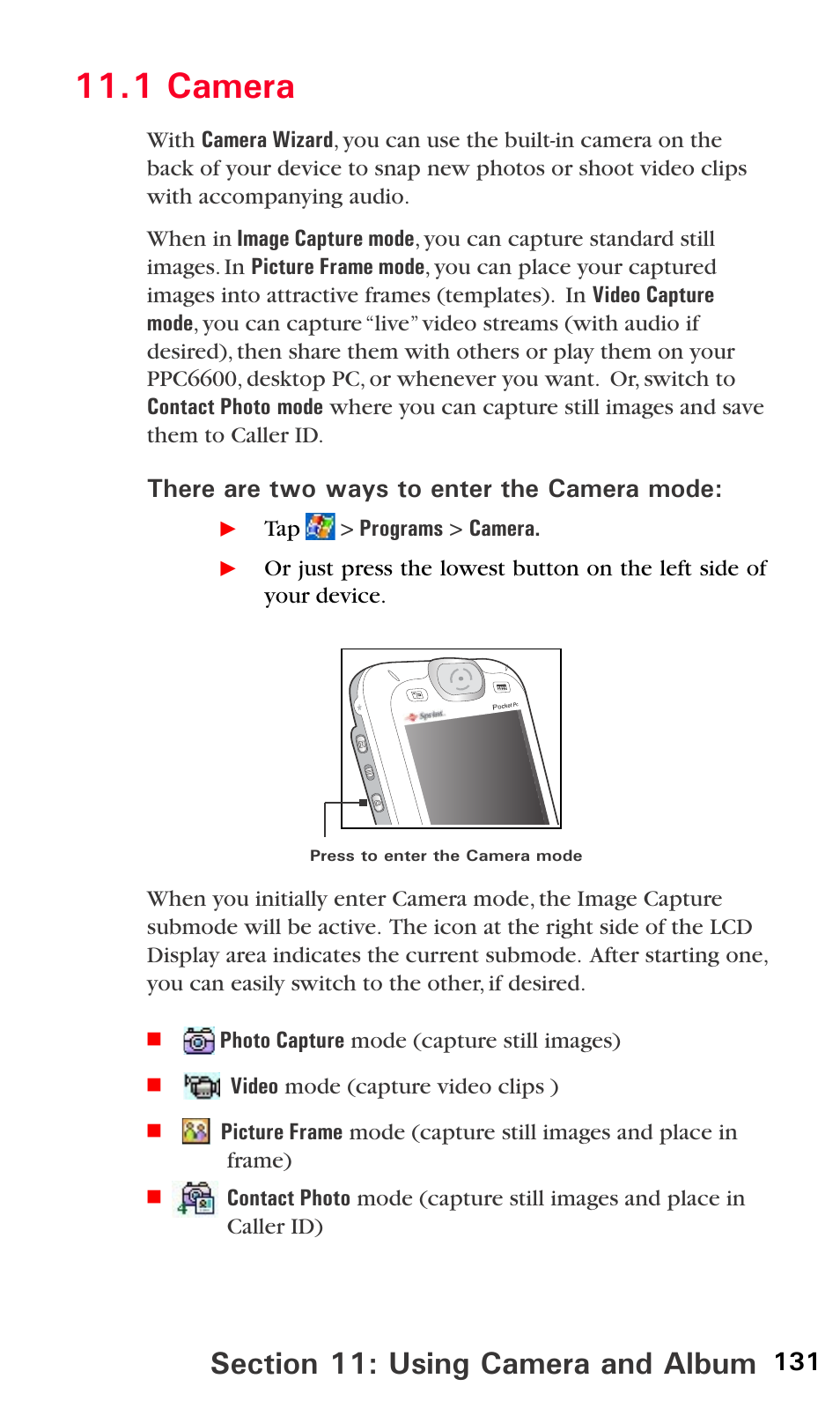 1 camera | Sprint PPC-6600 User Manual | Page 136 / 195