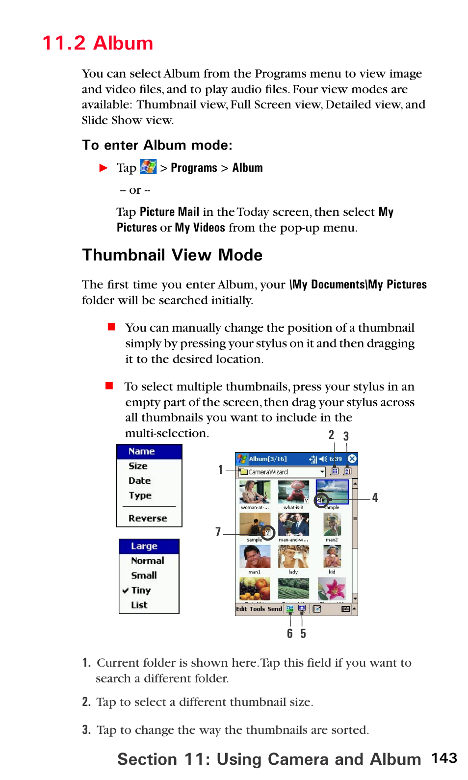2 album, Thumbnail view mode | Sprint PPC-6600 User Manual | Page 148 / 195