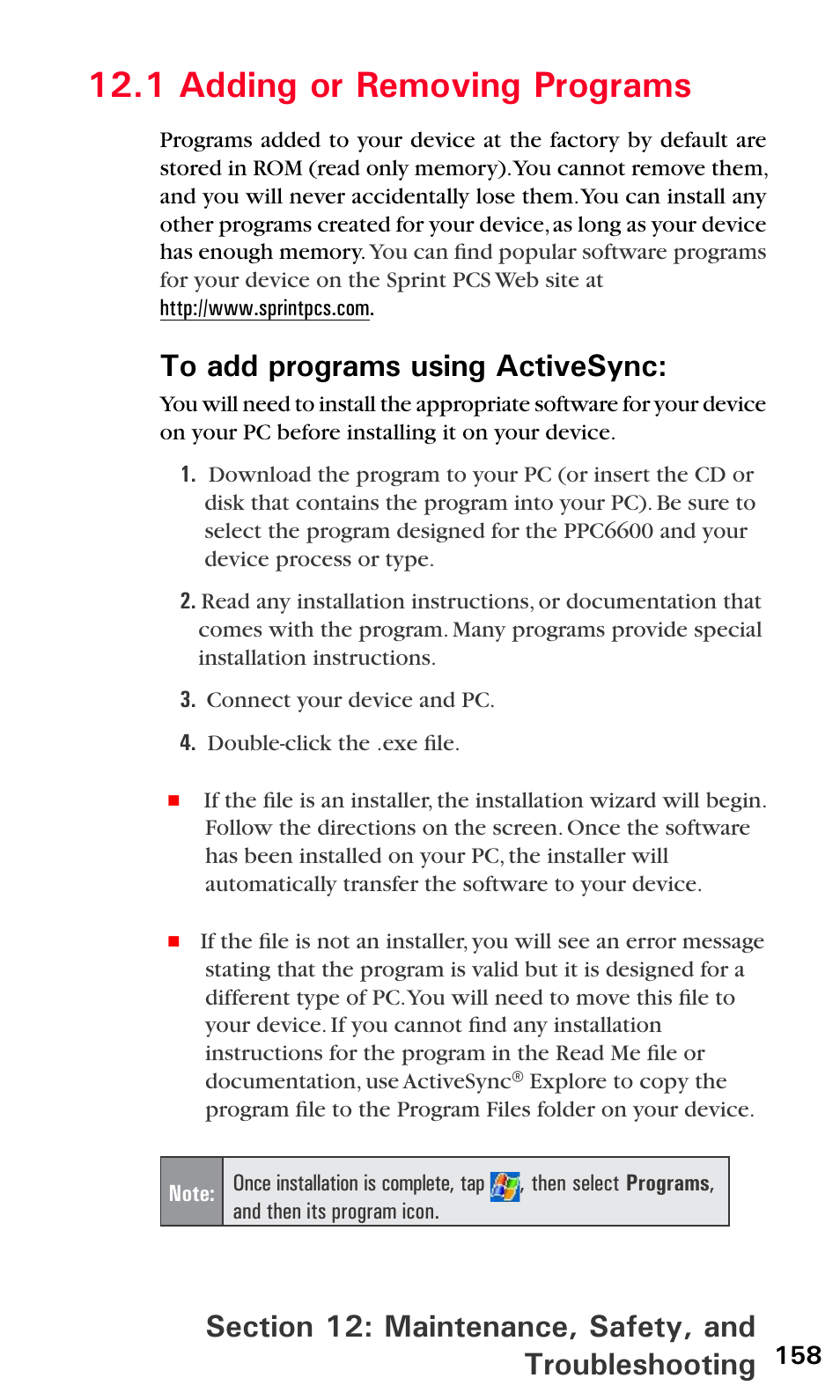1 adding or removing programs | Sprint PPC-6600 User Manual | Page 163 / 195
