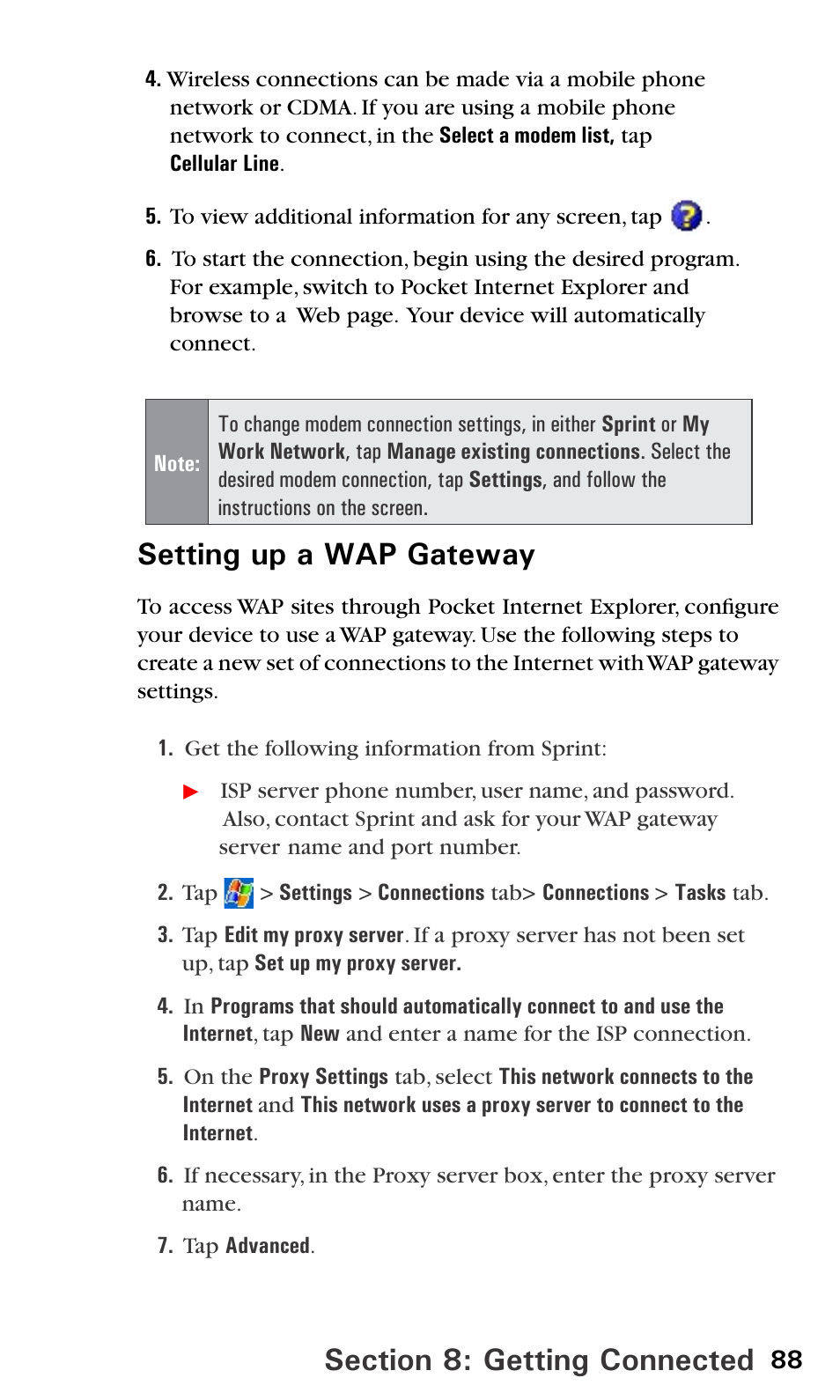 Setting up a wap gateway | Sprint PPC-6600 User Manual | Page 93 / 195