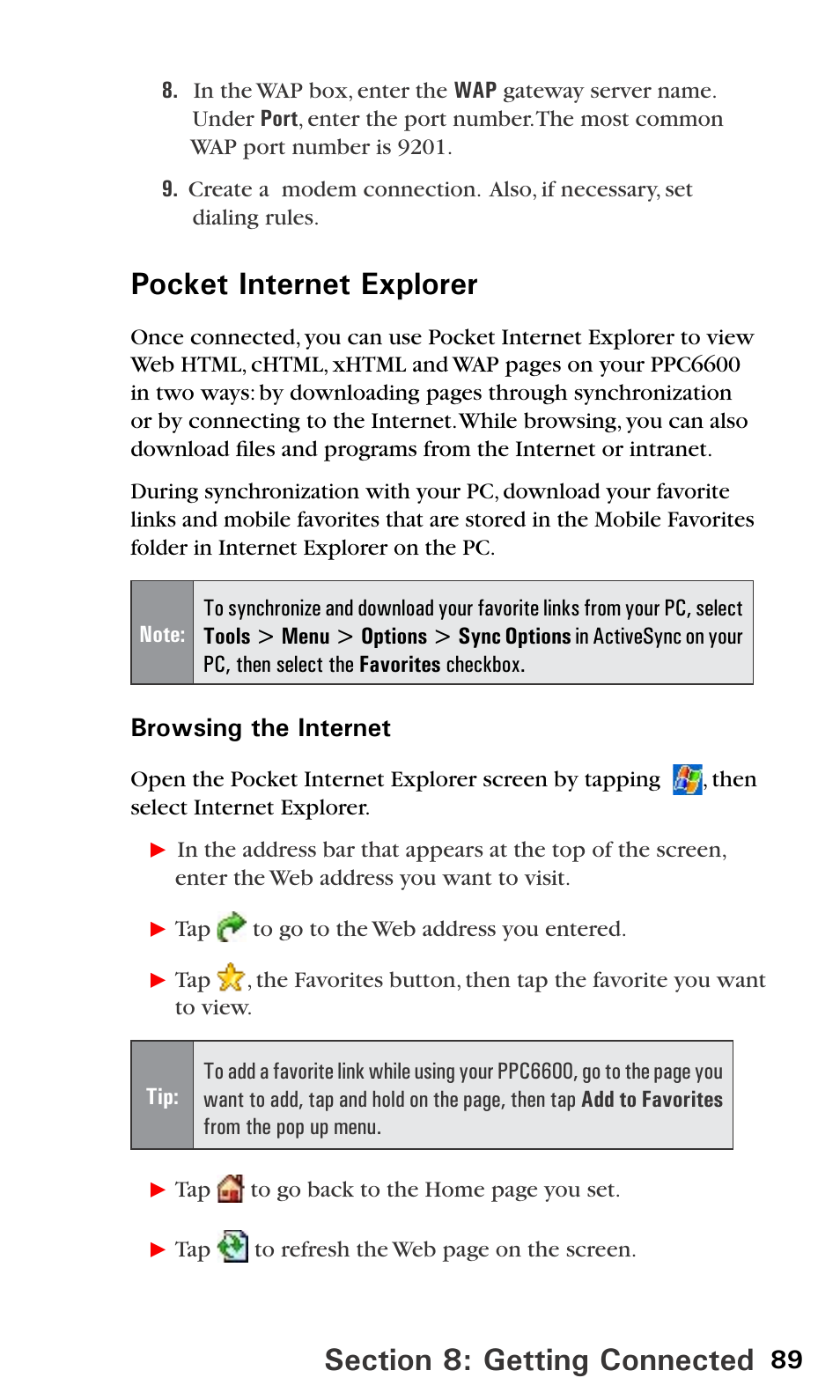 Browsing the internet | Sprint PPC-6600 User Manual | Page 94 / 195