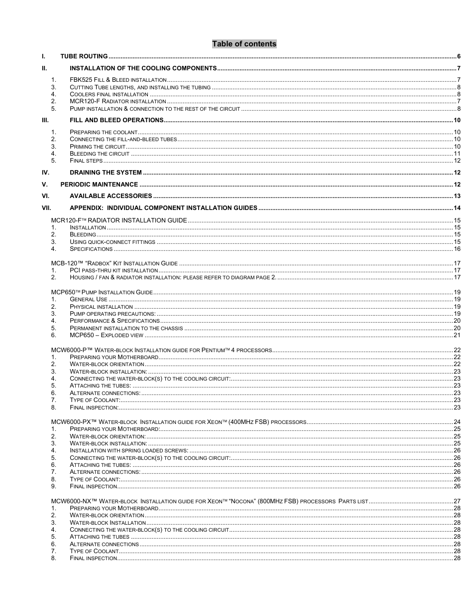 Swiftech H20 120 User Manual | Page 3 / 39