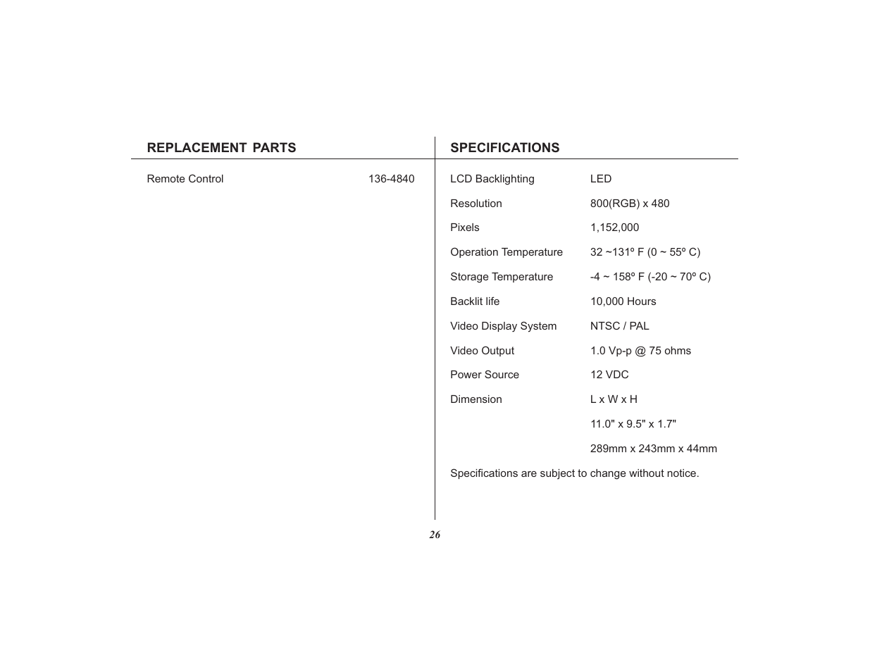 Audiovox Mobile Video 128-8565A User Manual | Page 26 / 28