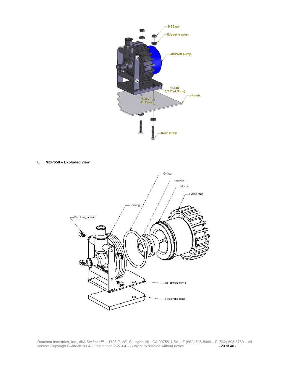 Mcp650 – e, Xploded view | Swiftech H20 120 R2 User Manual | Page 20 / 40