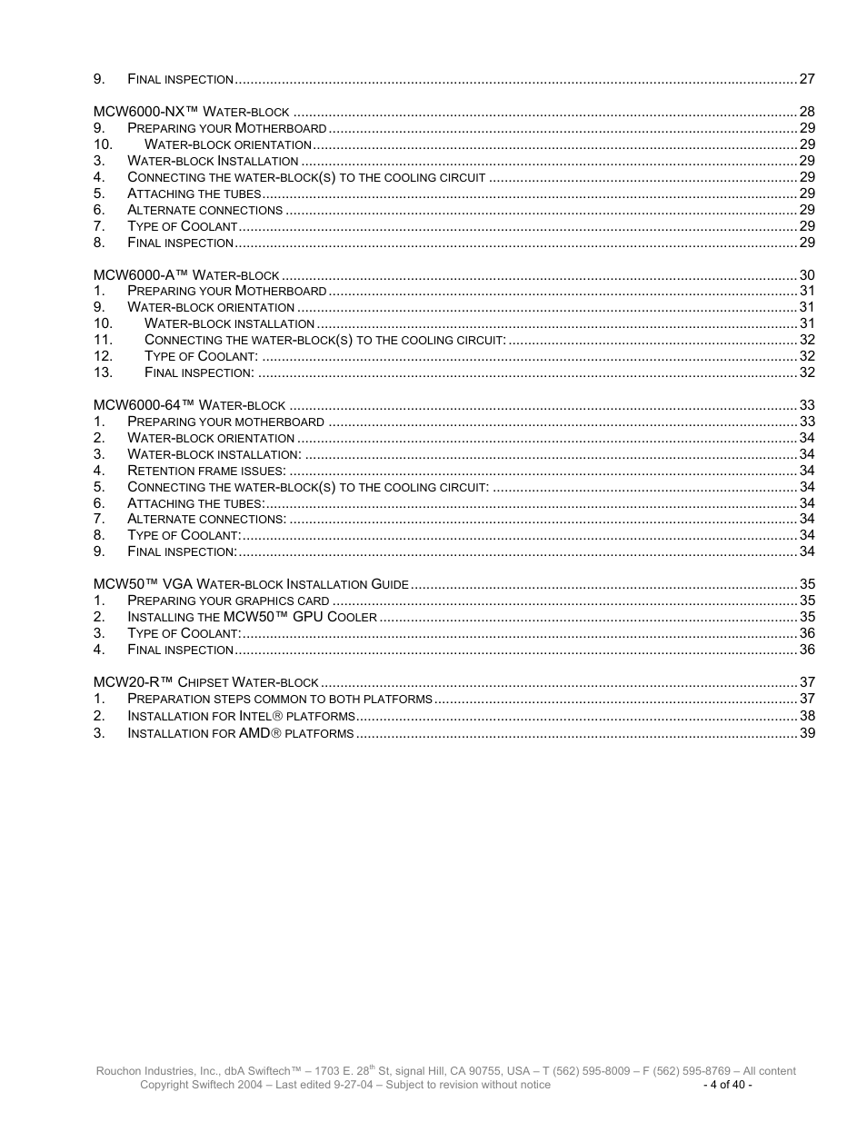 Swiftech H20 120 R2 User Manual | Page 4 / 40