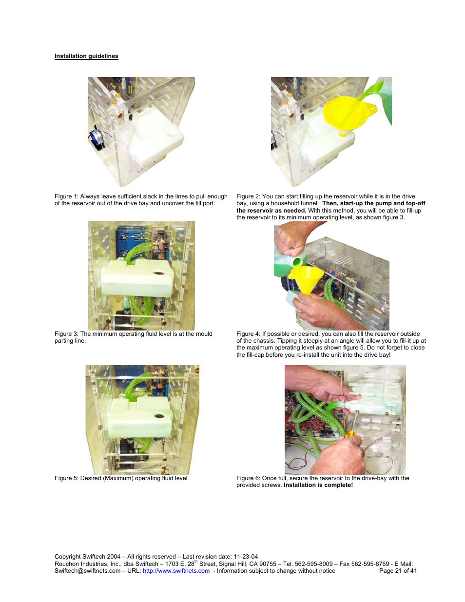 Nstallation guidelines | Swiftech H20 120 R3 User Manual | Page 21 / 41