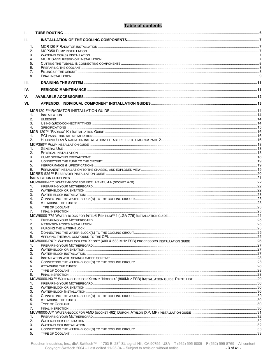 Swiftech H20 120 R3 User Manual | Page 3 / 41