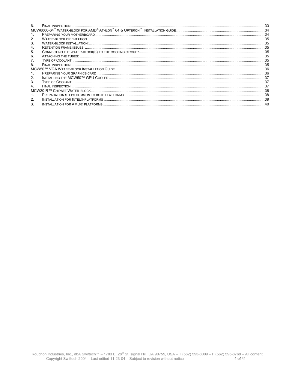 Swiftech H20 120 R3 User Manual | Page 4 / 41