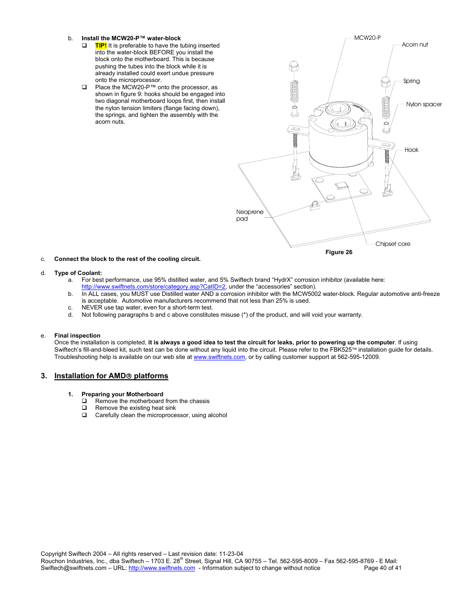 Nstallation for, Platforms | Swiftech H20 120 R3 User Manual | Page 40 / 41