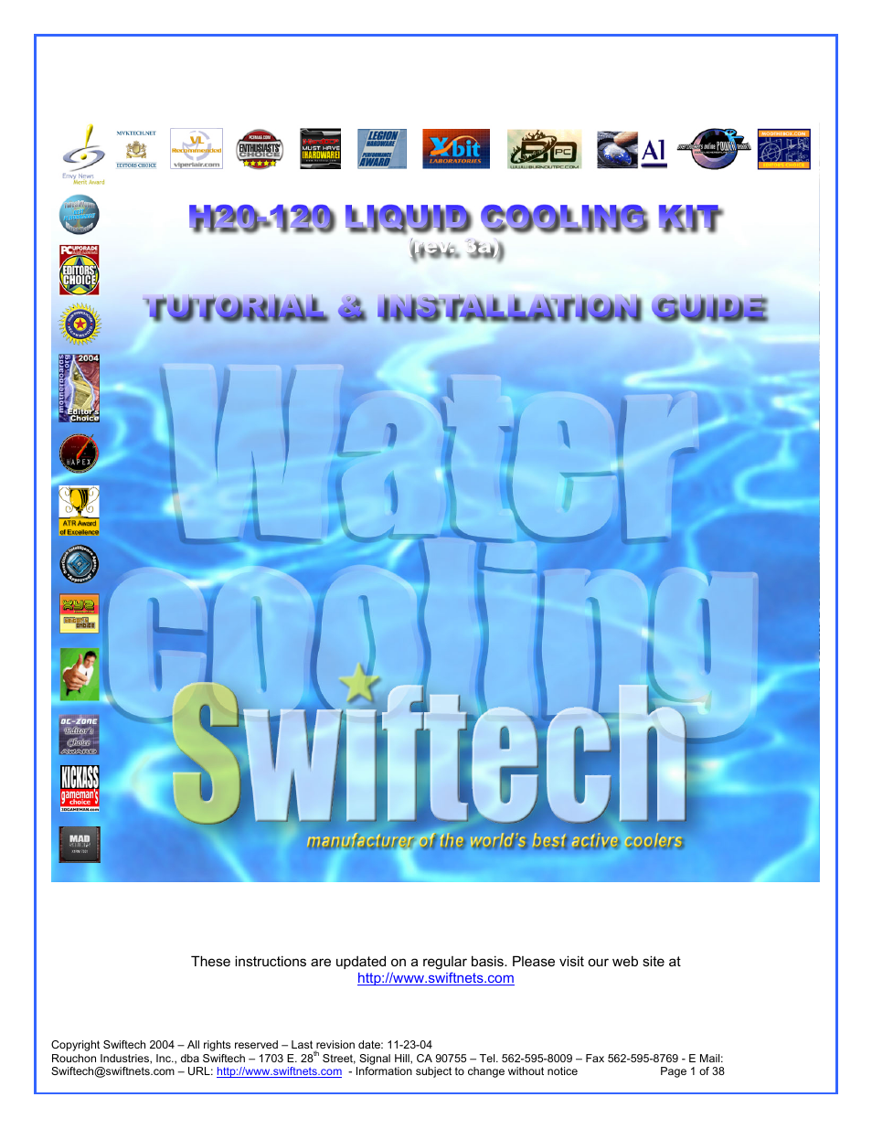 Swiftech H20 120 R3A User Manual | 38 pages