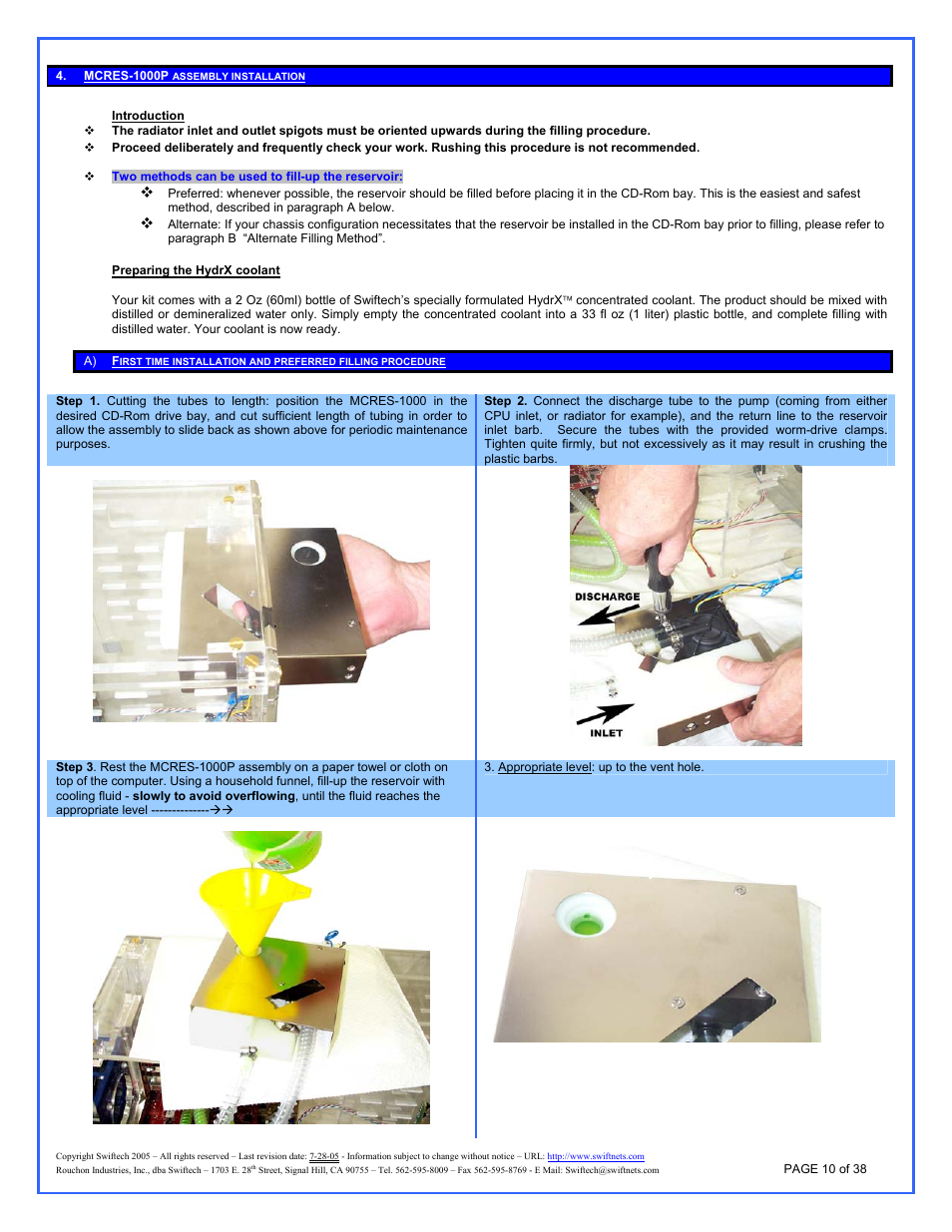 Mcres-1000p assembly installation | Swiftech H20 120 R3A User Manual | Page 10 / 38