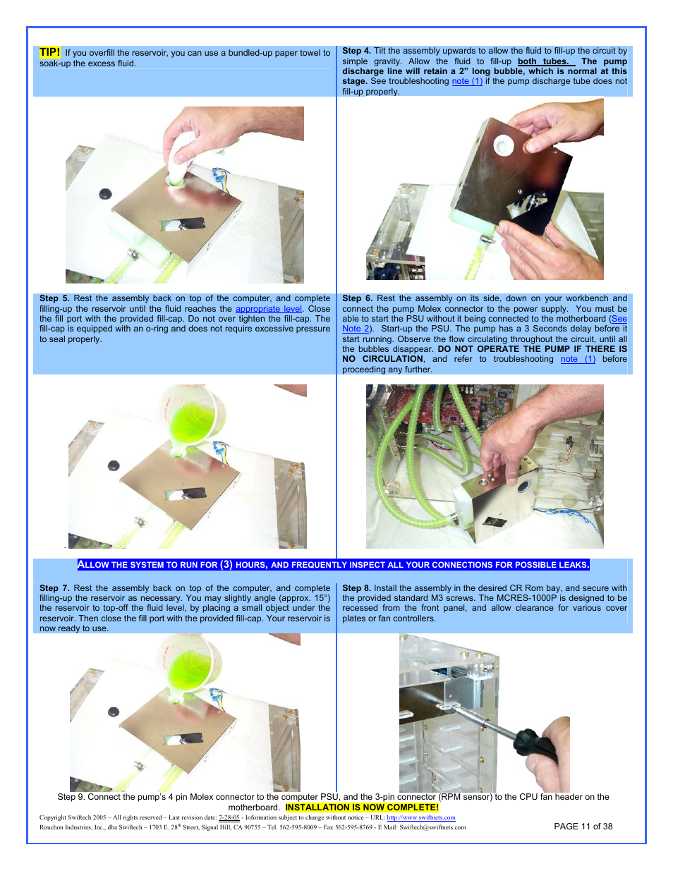 Swiftech H20 120 R3A User Manual | Page 11 / 38