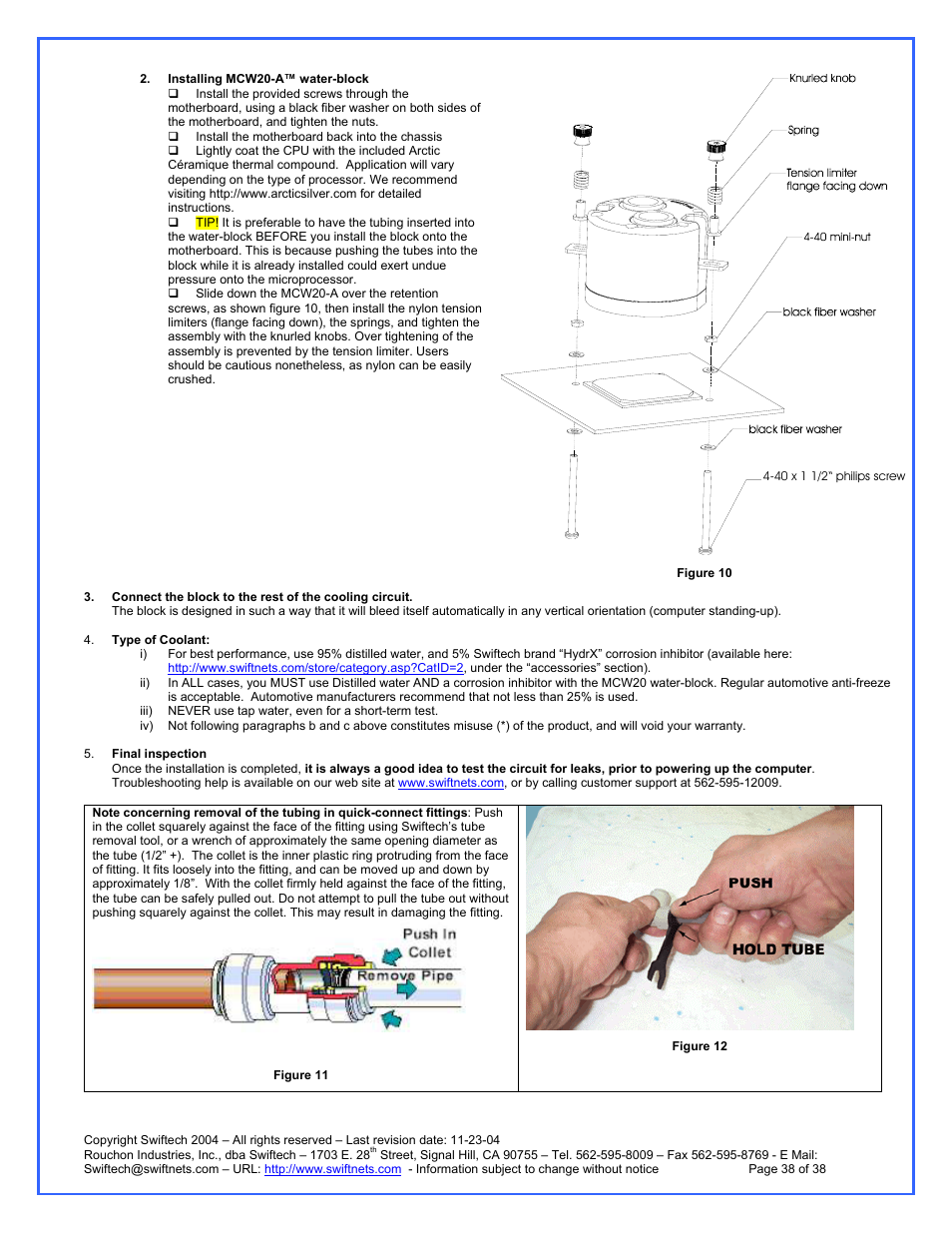 Swiftech H20 120 R3A User Manual | Page 38 / 38