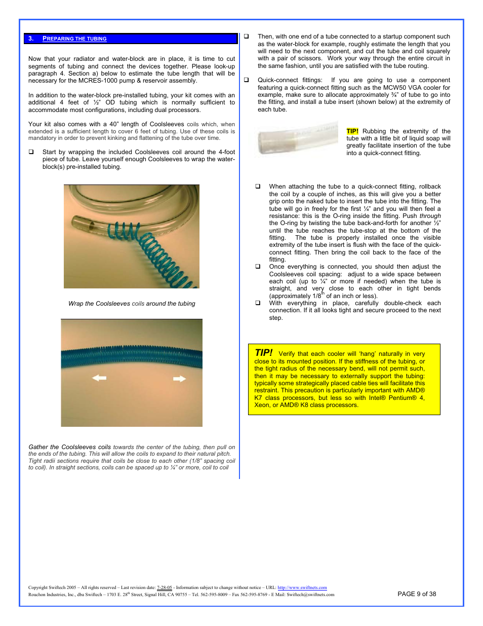 Preparing the tubing | Swiftech H20 120 R3A User Manual | Page 9 / 38