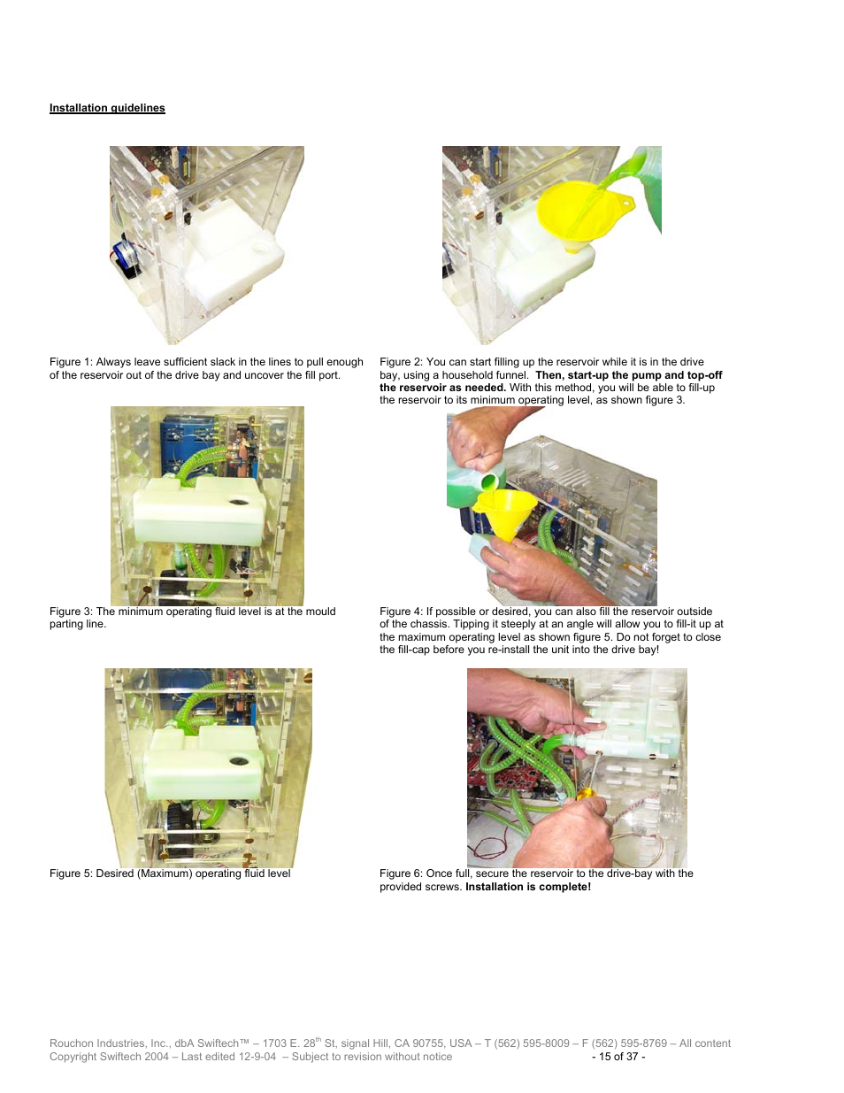 Nstallation guidelines | Swiftech H20 120 T User Manual | Page 15 / 37