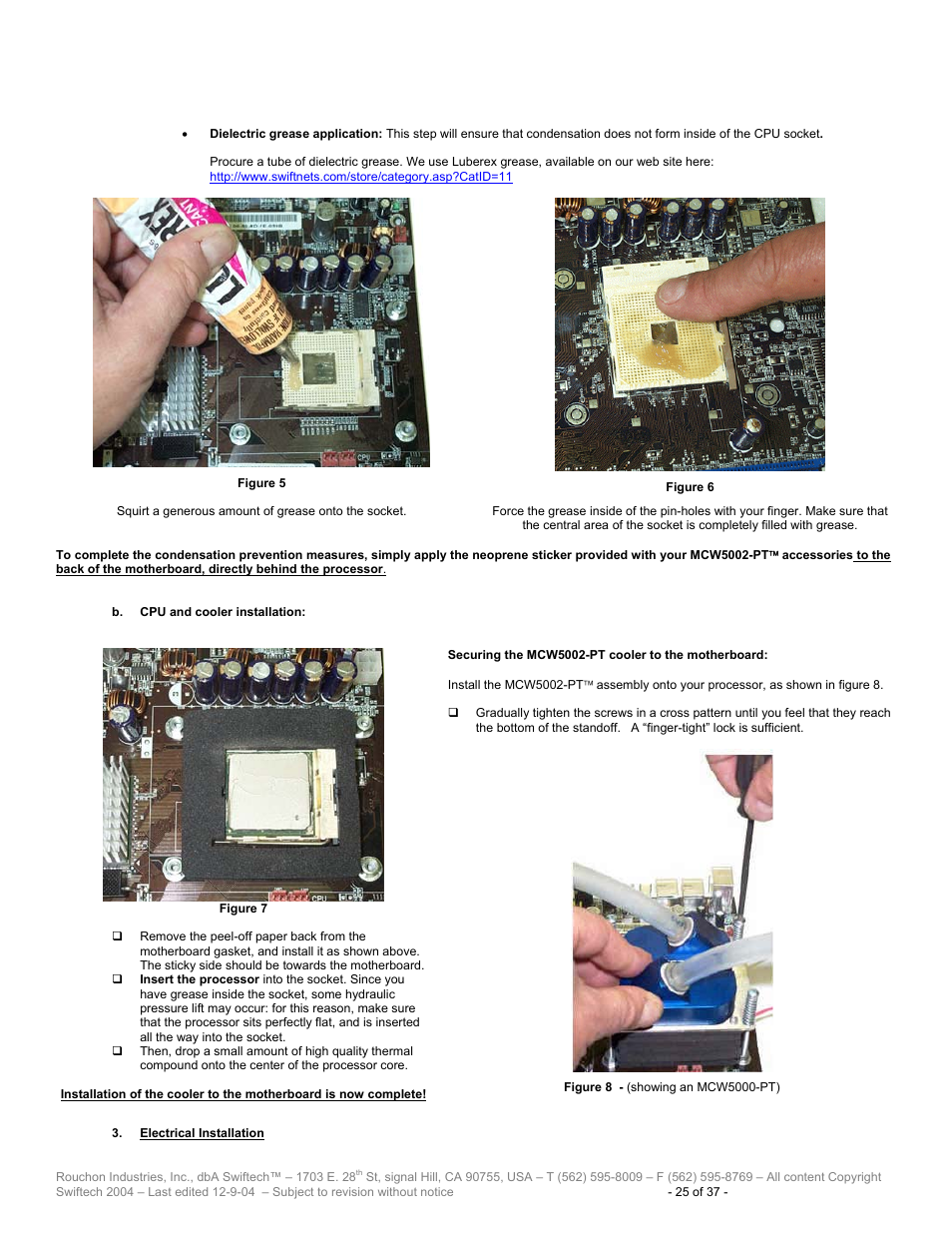 Lectrical, Nstallation | Swiftech H20 120 T User Manual | Page 25 / 37