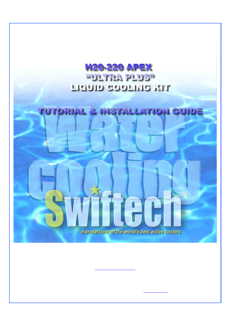 Swiftech H20 220 APEX ULTRA PLUS REV2 User Manual | 32 pages