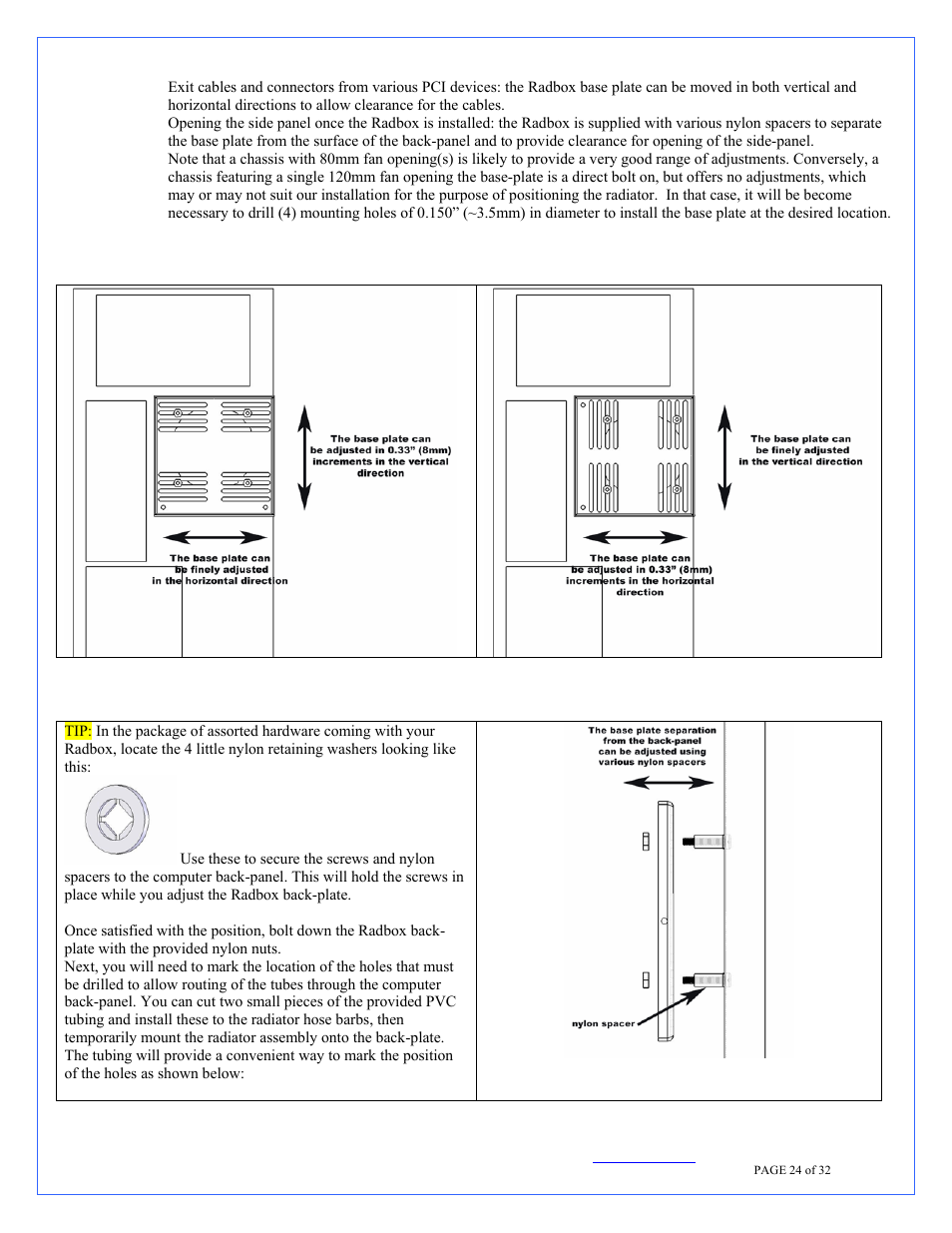 Securing the base plate at the desired location | Swiftech H20 220 T User Manual | Page 24 / 32