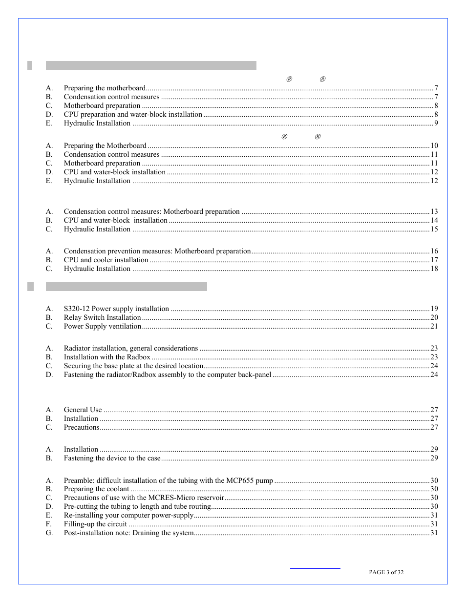 Swiftech H20 220 T User Manual | Page 3 / 32