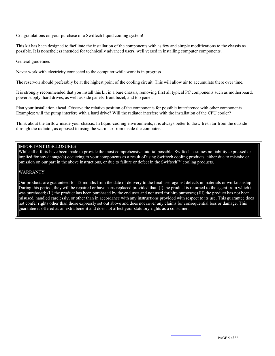 Swiftech H20 220 T User Manual | Page 5 / 32