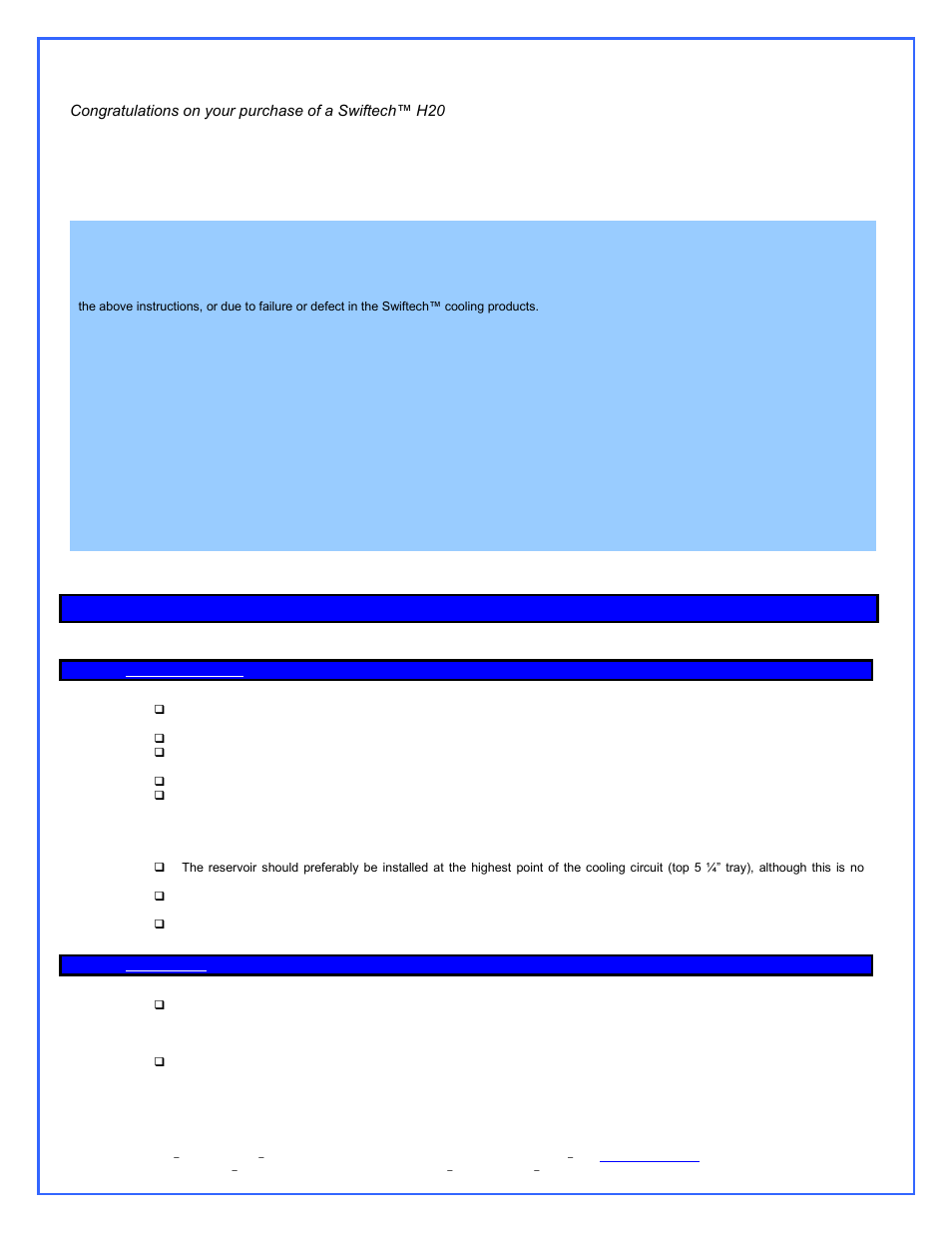 Planning, General guidelines, Tube routing | I. planning | Swiftech H20 220 ULTIMA XT REV2 User Manual | Page 4 / 15