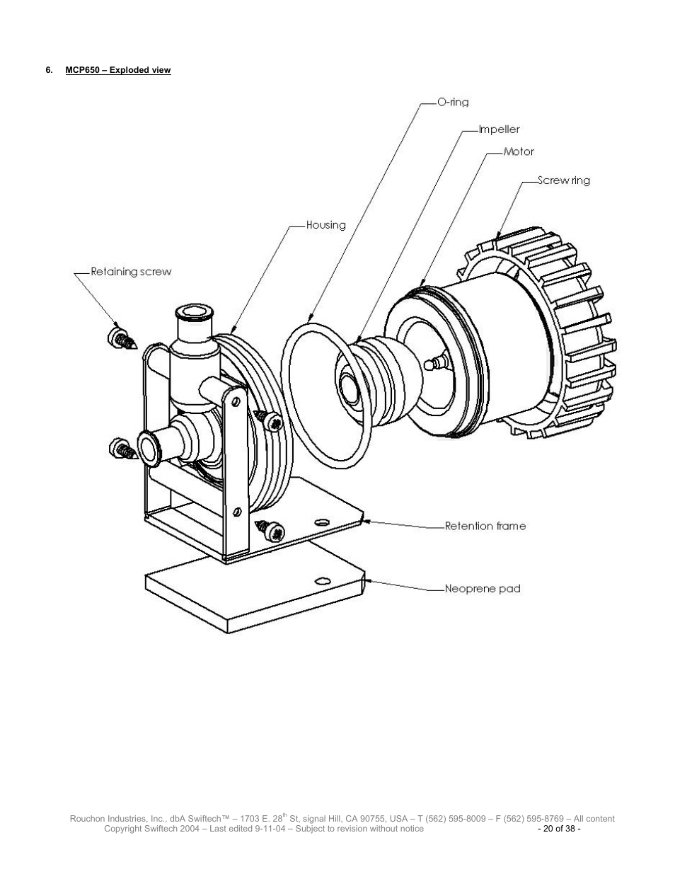 Mcp650 – e, Xploded view | Swiftech H20 80 User Manual | Page 20 / 38