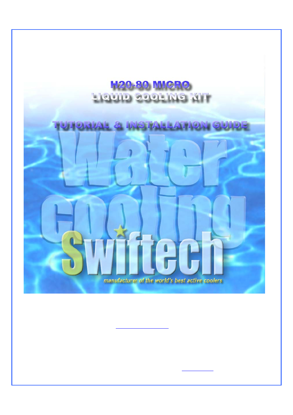 Swiftech H20 80 MICRO User Manual | 20 pages