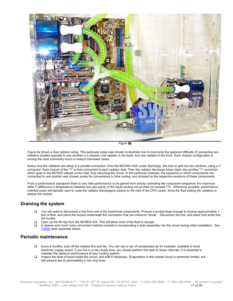 Draining the system, Periodic maintenance | Swiftech H20 80 R2 User Manual | Page 11 / 38