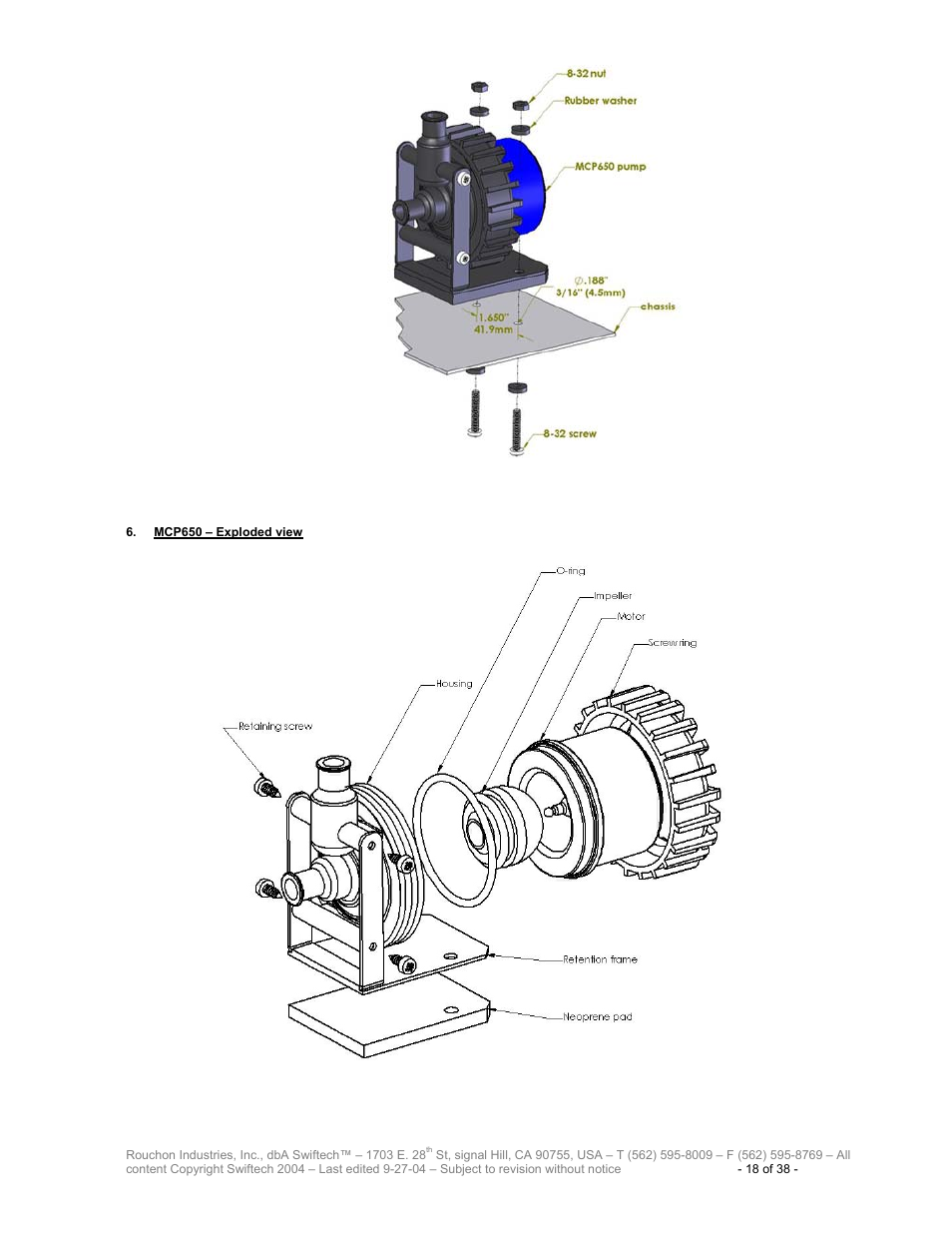 Mcp650 – e, Xploded view | Swiftech H20 80 R2 User Manual | Page 18 / 38