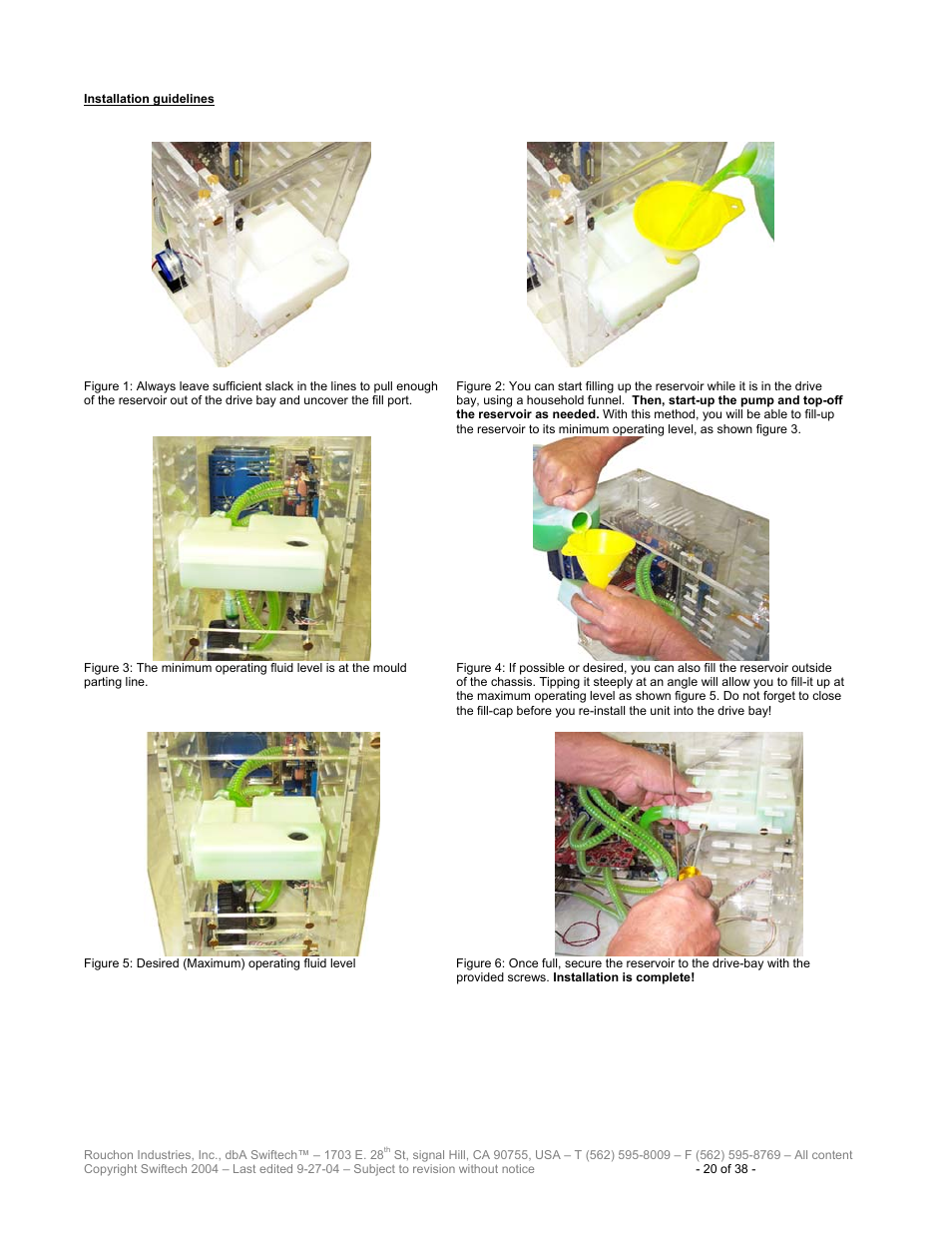 Nstallation guidelines | Swiftech H20 80 R2 User Manual | Page 20 / 38