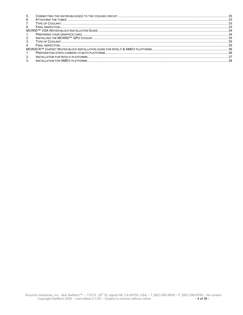 Swiftech H20 80 R3 User Manual | Page 4 / 39