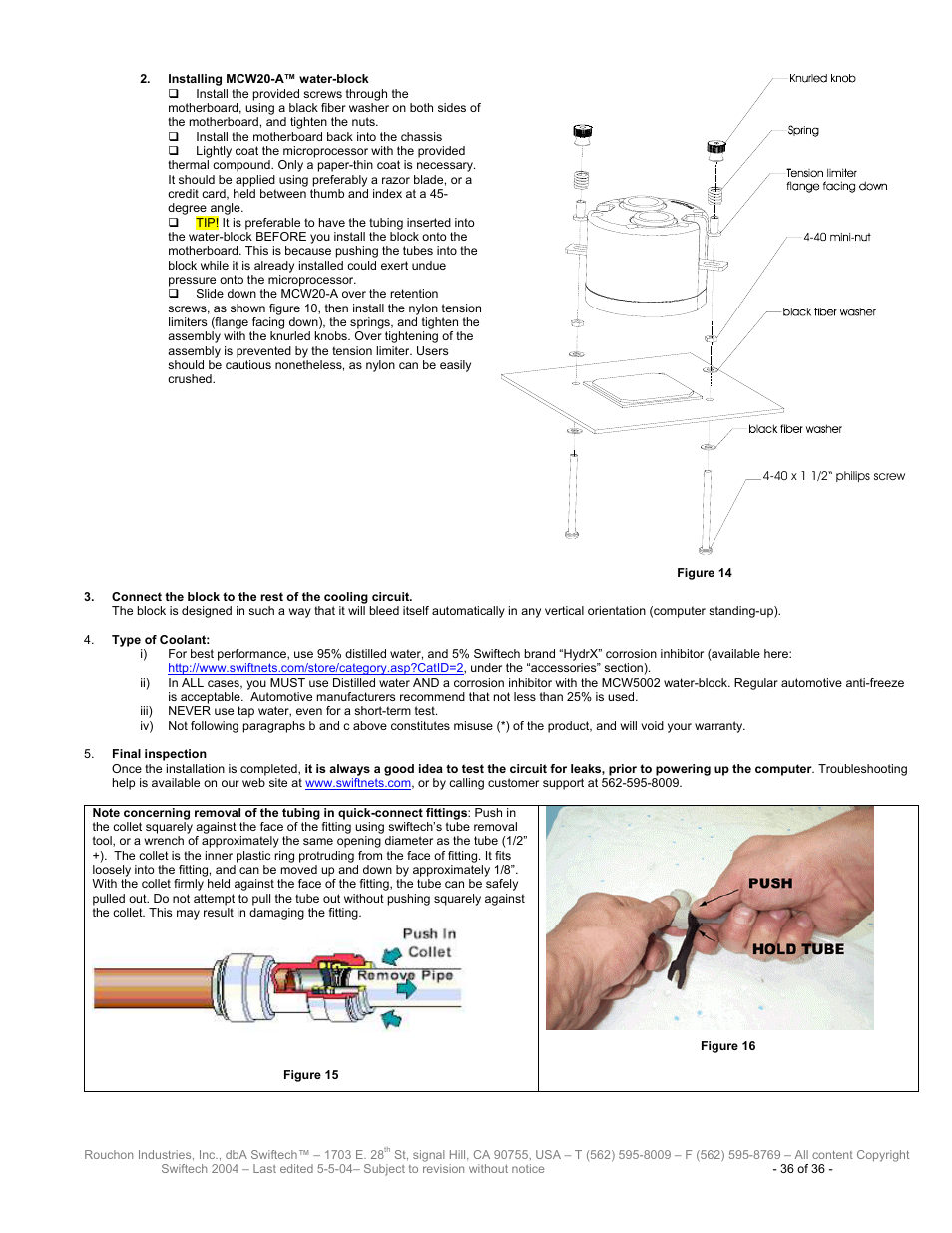 Swiftech H20 8600 User Manual | Page 36 / 36