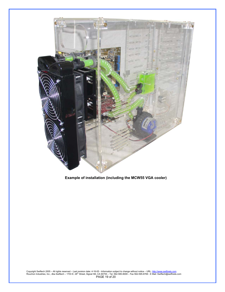 Swiftech H20 APEX User Manual | Page 19 / 20