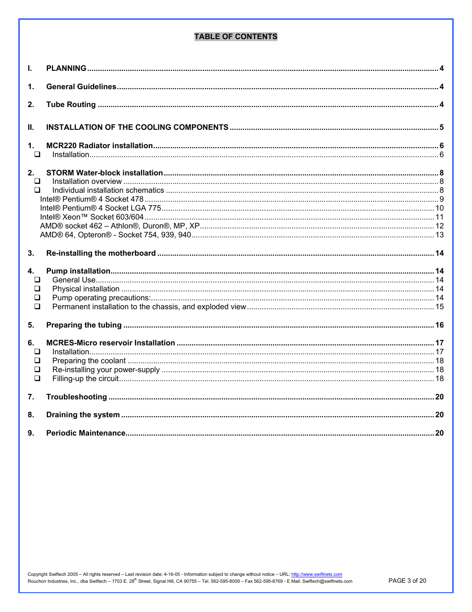 Swiftech H20 APEX User Manual | Page 3 / 20