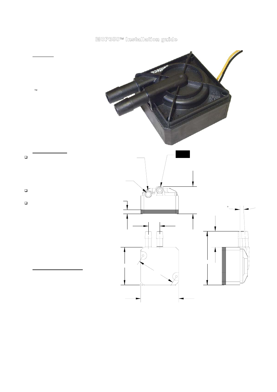 Swiftech MCP350 User Manual | 2 pages