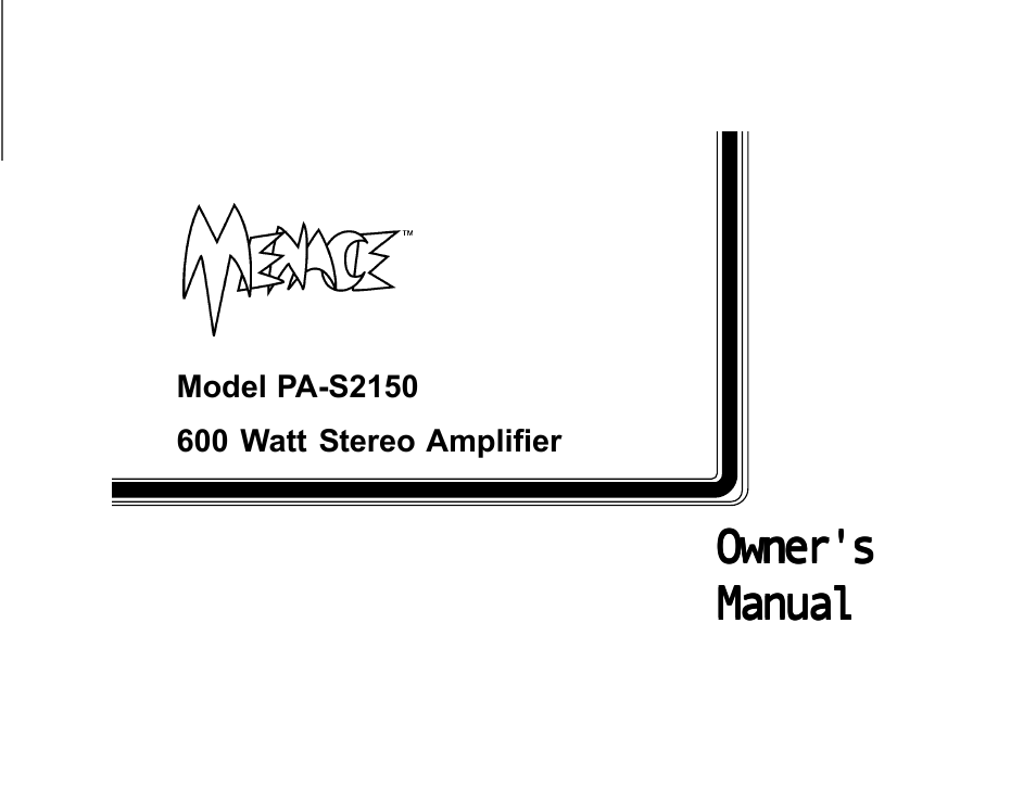 Audiovox Menace PAS2150 User Manual | 16 pages