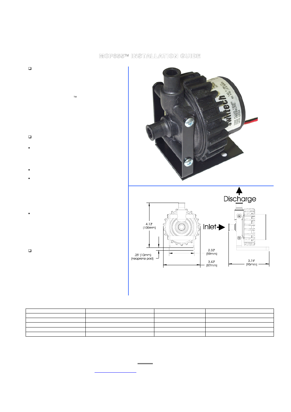 Swiftech MCP655 User Manual | 2 pages