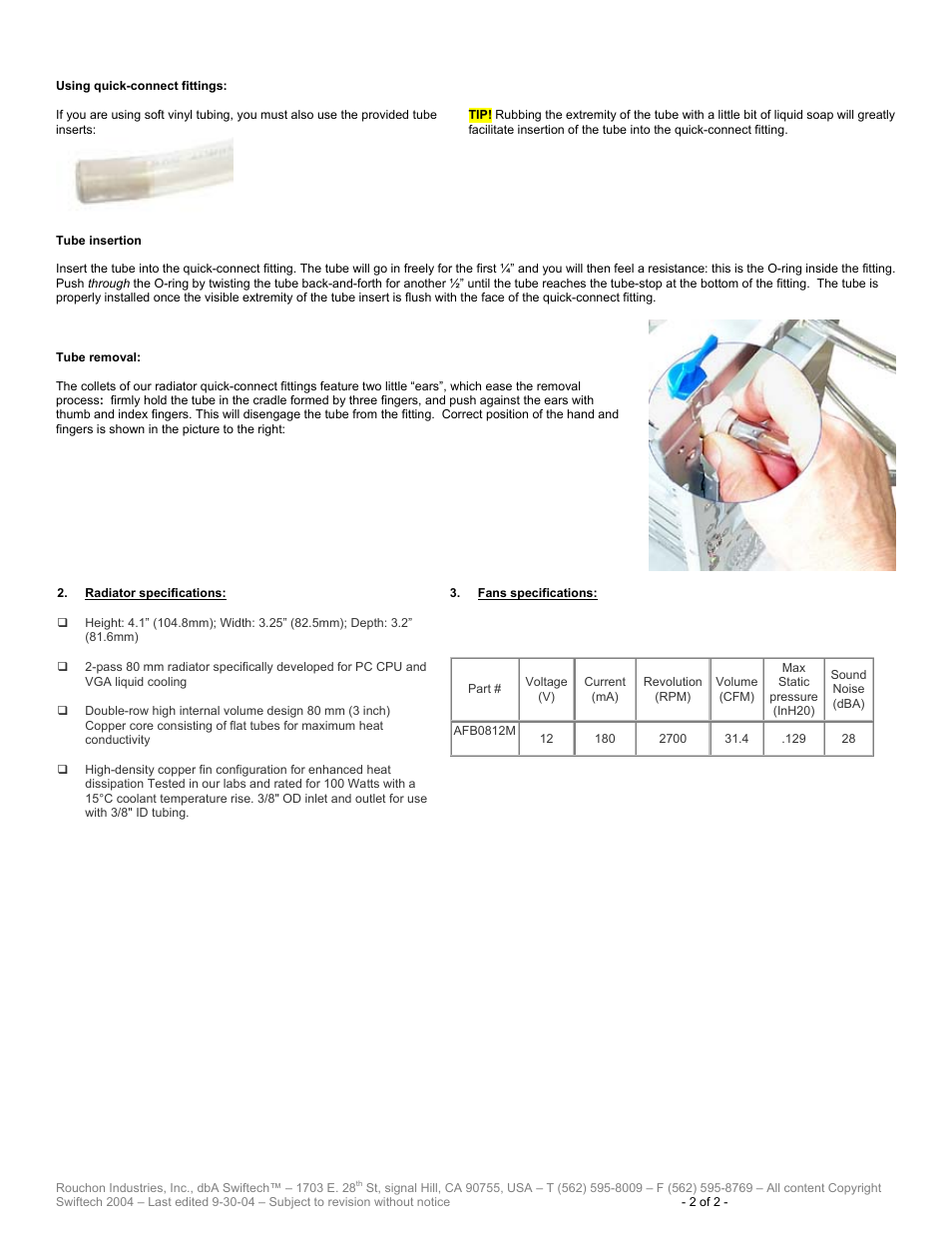 Swiftech MCR80 F2 User Manual | Page 2 / 2