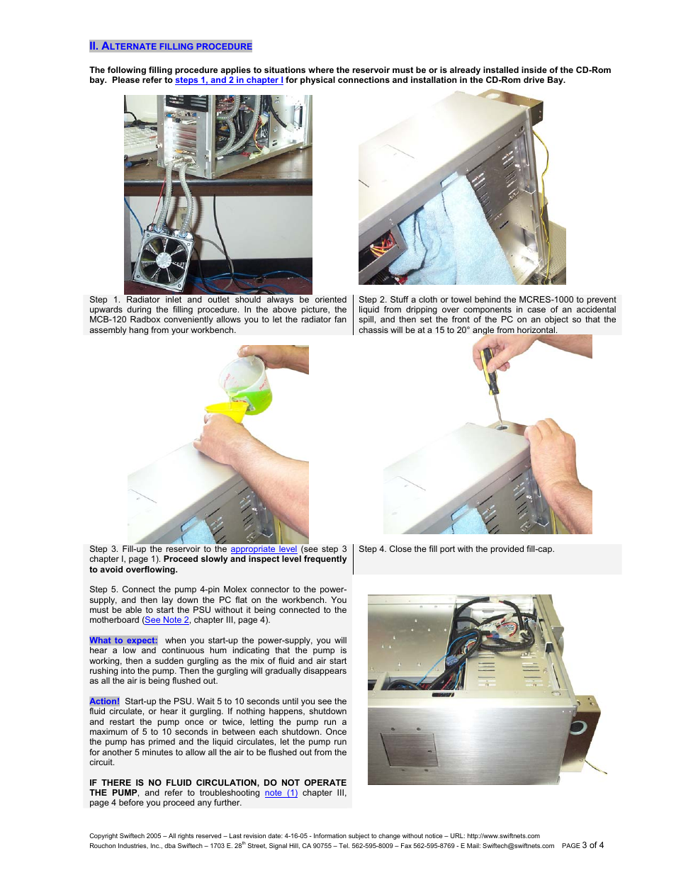 Ii. alternate filling procedure | Swiftech MCRES 1000P User Manual | Page 3 / 4