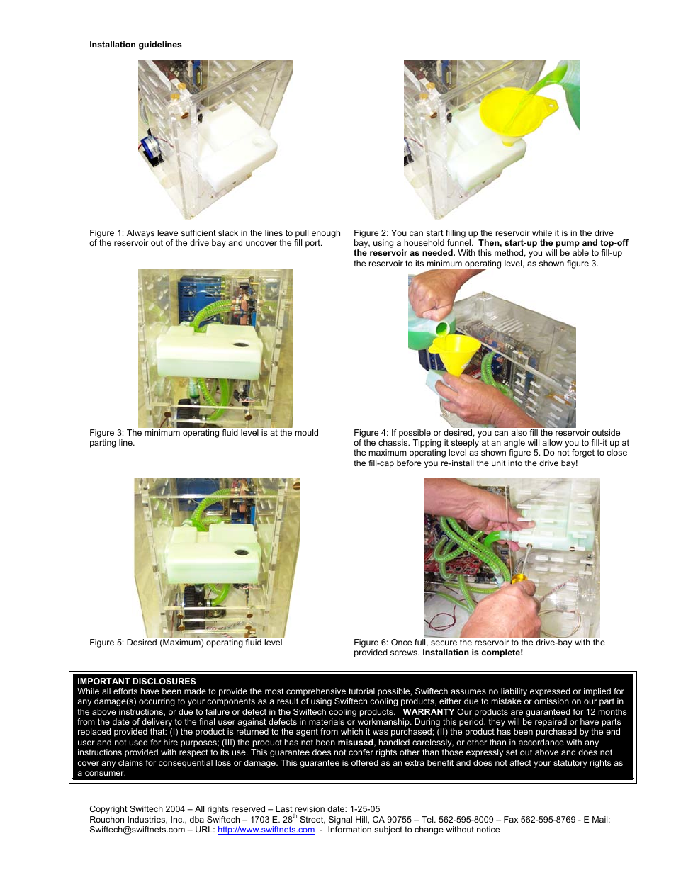Installation guidelines | Swiftech MCRES 525 User Manual | Page 2 / 2