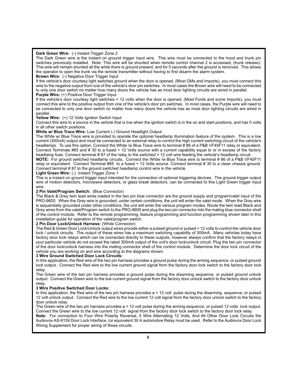 Audiovox PRO-9600 User Manual | Page 5 / 12