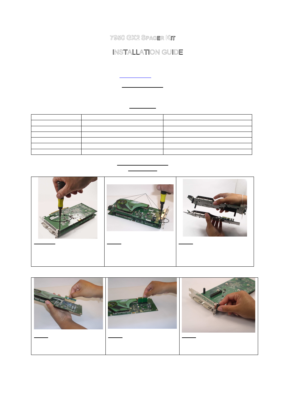 Swiftech 7950GX2 SPACERKIT User Manual | 2 pages
