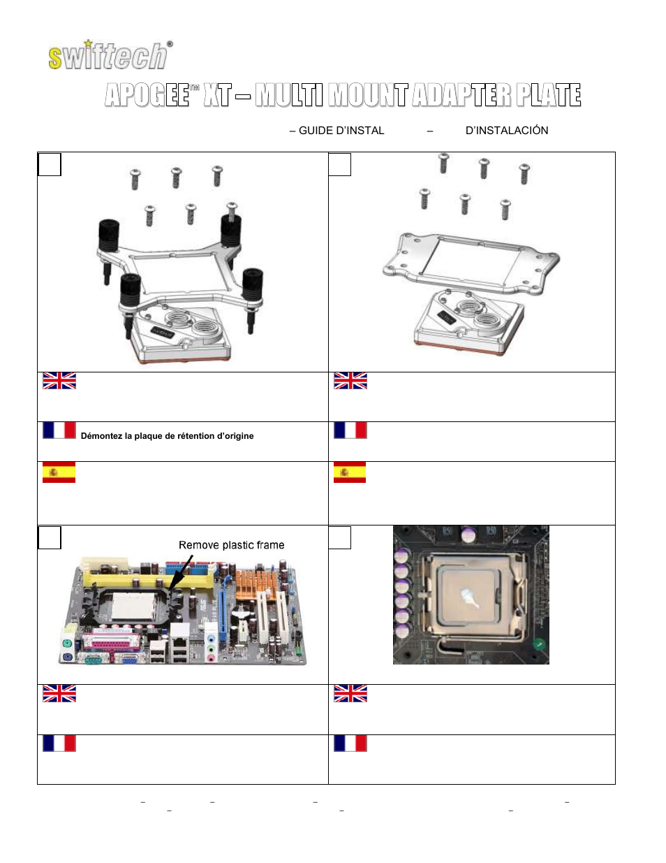 Swiftech APOGEE XT MULTI HDP AMD User Manual | 3 pages
