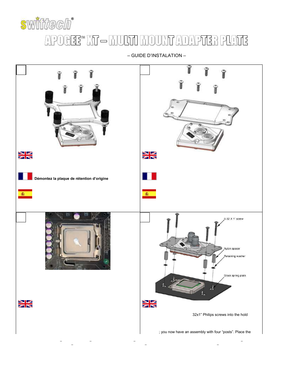 Swiftech APOGEE XT MUTLI HDP 771 User Manual | 3 pages