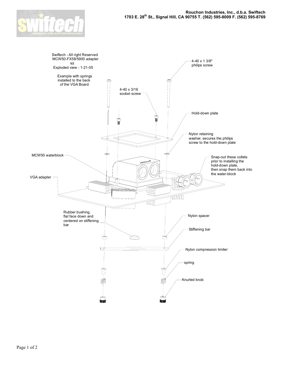 Swiftech MCW50 FXKIT User Manual | 2 pages