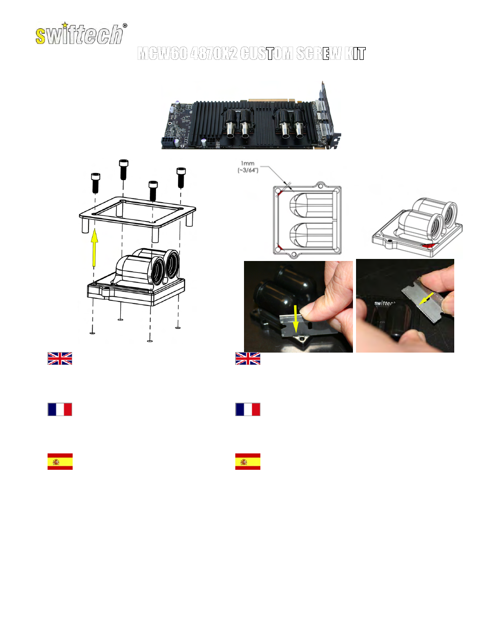 Swiftech MCW60 4870X2 CSK User Manual | 3 pages