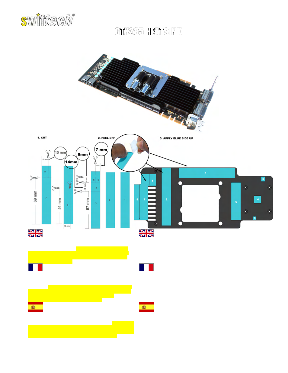 Swiftech GTX285 User Manual | 2 pages